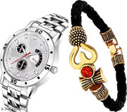 Attractive stylish trendy Men and kids analog Watches with Mahadev Bracelet Kada Combo Of 2