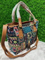 Printed Handicraft Fabric Handbag for Women Office Bag Ladies Shoulder Bag Tote For Women College Girls
