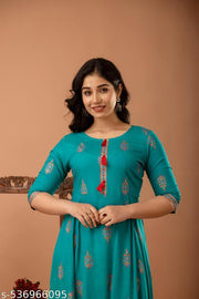 Women Rayon Printed Mayra Trendy Anarkali Kurtis