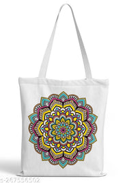 TrendoPrint Women & Girls Extra Spacious Cotton Multicolor Tote Bag-NDB47
