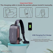 Men Stylish Crossbody Backpack, Anti-Theft Chest Bag with USB Charging Port, Messenger Bags, Casual Shoulder Bag