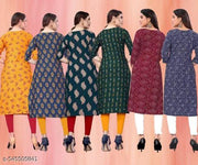 Women Printed Crepe Kurti (Combo Of 6)