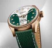 3D Glass Date Display Dial Leather Belt Analog Watch - for Men