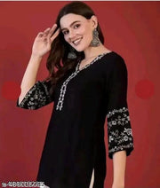 Short Black Embroidery kurta For Women