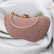 Fantastiqo Pink Apple Shape Textured Party Clutch Bag with Golden Handle