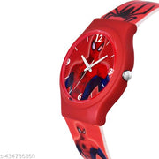 Quartz Analog Red Spiderman Dial Silicon Strap Watch for Kids