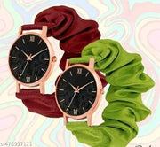 Marron_Green | Ribbin Belt | Black Flower Dial | Combo