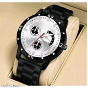 Medboo Men  Watch Silver AV dial Bumpper Pu Belt Men and Boy Watch
