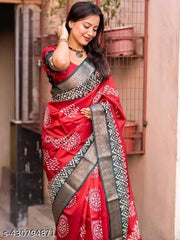 Batik Print Beautiful Silk Saree
