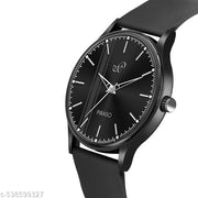 Black Dial & Black Silicone Strap Watch For Men
