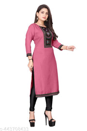 Designer Kurti New Collection Cotton Blend Stylish New Trendy , Women Kurti , Kashmiri Pheran, Cotton Kurti,Embroidered Pattern Casual Kurta for Girls & Women.