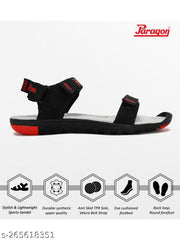 Paragon Blot Black & Red Sandals for Men