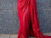 Aligent Georgette Fabric With Sequence Work Party Wear Saree