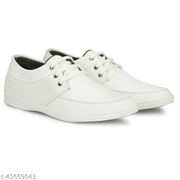 LE GREEM Men's White Comfortable & Smart Synthetic Lace Up Running  Walking  Casual Shoes Sneakers