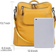 yellow Flap Leather Laptop Backpack Women Fashion Leather Designer Travel Ladies Shoulder Bag  (Black)