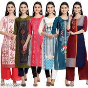 Polyster/Crepe fabric-New Fancy Dhamaka Kurti On Lowest Price & Best Quality pack 6