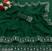 FASHION SOFT GEORGETTE WITH SIROSKI DIAMONDS WORK WEDDING CREATION & PARTY WEAR SAREE