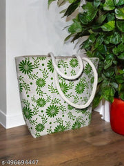 Green Flower Design Canvas Bag tote ka pinjra  tote bags  tote bags for women cotton  totes  tote handbags  totem pen  tote ke pinjre