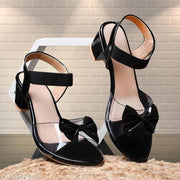 Black Solid Medium Heel - Versatile and Stylish Sandal for Women and Girls