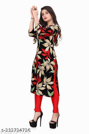 Women Crepe Fabric Printed Straight Kurti, Size -S, M, L, XL, XXL, 2XL, XXXL, 3XL, 4XL, 5XL ( New Arrival New Design Fashionable Kurti )