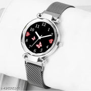 Silver New Flower Magnet belt wrist Analog Watch for Girls and Women