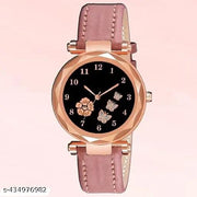 combo watch for women Best Quality Festive Season Flower Designer Round Dial Attractive Leather Belt combo wathces for women stylish girl watches analog leather belt watches wrist watches combo led watch for girl