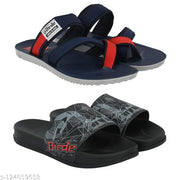 BRD-730-BRD-736 Grey Mesh Flip Flops For Men Pack Of 2 Combo