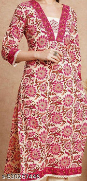 V Neck Floral Printed Single Kurta Only