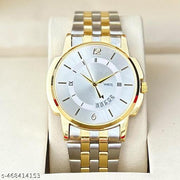 The Vintage Day & Date Functioning Original Gold Plated Adjustable Bracelet Men Watch Quartz Analog Watch