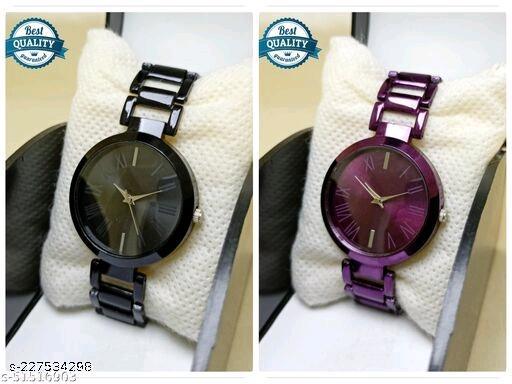 Attractive New Solid Dial Attractive Metal Chain Belt Analog Watch for Women