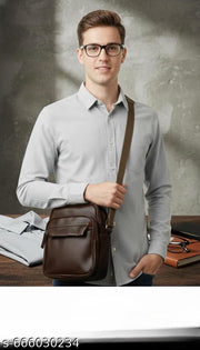 Stylish Dark Brown PU Leather Crossbody Sling Bag for Men & Women