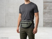 FLEXING Waterproof  Unisex Green Waist Bag | Multi-Pocket Crossbody Fanny Pack & Bum Bag for Travel, Running & Casual Use | Adjustable Strap