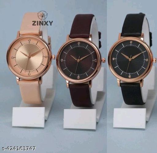Best Quality Festive Season Royal Designer Round Dial Attractive Leather Belt Women Watches Combo Pack of 3 Watches combo for women stylish girl watches combo pack of 3 analog watches combo wrist watches combo watches for girls stylish watches Set