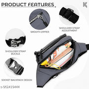 Waist Bag fanny pack bum bag travel passport holder chest bag phone holder Waist Bag fanny pack bum bag travel passport holder chest bag phone holder (Grey))
