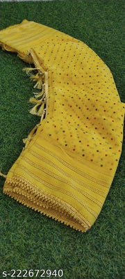 CHIFFON PRINTED SONPARI FOIL WITH BORDER AND BLOUSE