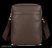 NEMMY Men's Stylish Brown Leatherette Sling Bag | Crossbody Shoulder Side Bag for Travel, Office & Daily Use | Multi-Zipper Pockets, Metal Hardware & Adjustable Strap