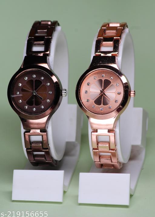 Best Quality Fancy Flower Designer Chain Metal Belt  Analog Combo Watches  For Women Watches for Girls