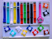 Kids Multicolor Plastic Casual Watches With 11 Belt Inter Changeable Belt Watches
