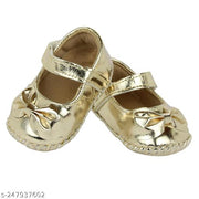 Neska Moda 6 To 12 Months Baby Girls Synthetic Leather Floral Sandal Booties (Golden)-BT1606
