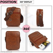 Faux Leather Unisex Sling Cross Body Travel Office Messenger Bag
