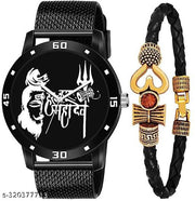 Boys watches men boys combo with Mahadev Damru Leather bracelet