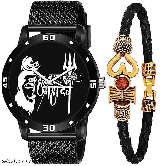 Boys watches men boys combo with Mahadev Damru Leather bracelet