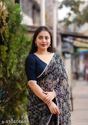 Fancy Georgette Printed  saree (With Lace Border)