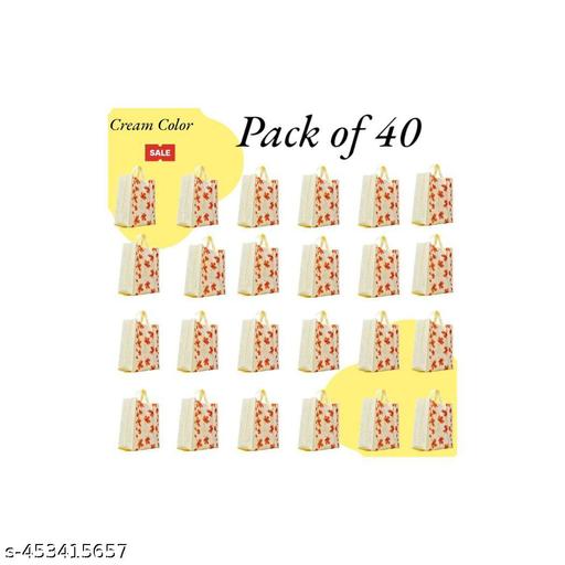 Non Stiched Autumn Theme Grocery Shopping Bag With handles , Autumn Print Shopping Bag, Seasonal Grocery Shopping Bag (Cream, Pack of 40)