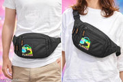 Flikker: Latest Men's Waist Bag Trendy Chest Bag for Women Stylish Side Bag for Boys Belt Bag Girls Unisex Crossbody Money Purse Small Wallet Pouch Fanny Pack Swag Bag for Man Hip Bag (Black, Pack of: 1)