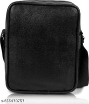casual sling bag | travel sling bag |  Stylish PU Leather Sling Bag for Men & Women | Premium Quality Unisex Crossbody Sling Bag | Trendy Sling Bag with Multiple Zipper Pockets Black