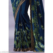 Party and Daily Wear New Printed Georgette Saree with Separate Blouse Piece