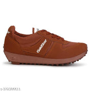 Stylish Brown Synthetic Solid Walking Shoes For Men