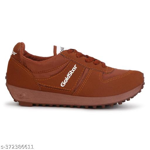Stylish Brown Synthetic Solid Walking Shoes For Men