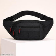 Men's Black Multi-Pocket Waist Bag | Adjustable Belt Bag | Travel & Daily Use Sling Pouch
